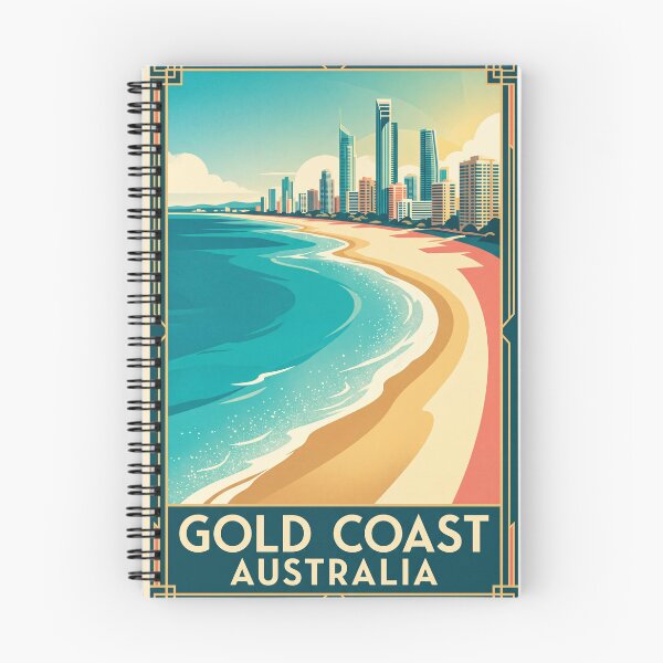 Item preview, Póster de viaje vintage de Gold Coast, Australia: horizonte, playa y arte de la costa del Pacífico. designed and sold by Bomax121.