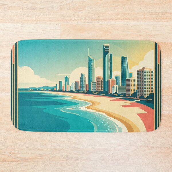 Item preview, Gold Coast Australia Vintage Travel Poster – Skyline, Beach & Pacific Coast Art designed and sold by Bomax121.