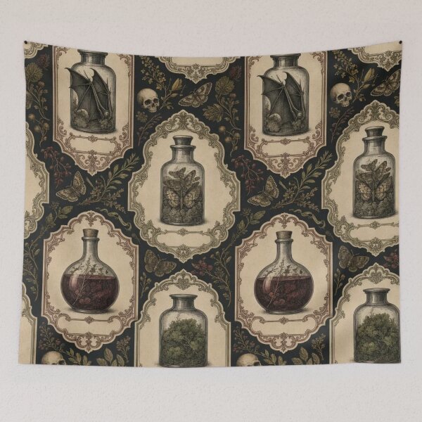 Item preview, Vintage Halloween Apothecary Labels Seamless Pattern | Witchy Sepia designed and sold by StickyGuys.