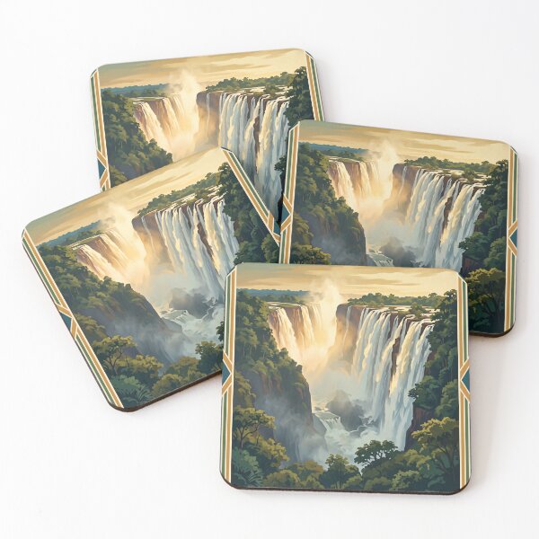 Item preview, Victoria Falls Zambia Vintage Travel Poster – Zambezi River & Waterfall Art designed and sold by Bomax121.