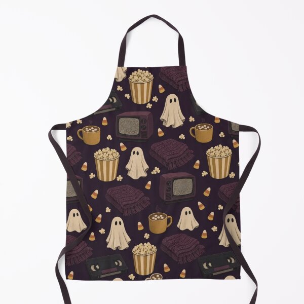 Item preview, Cozy Horror Movie Night Seamless Pattern | Retro Halloween Deep Plum designed and sold by StickyGuys.
