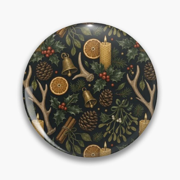 Item preview, Winter Solstice Altar Seamless Pattern | Gothic Yule Charcoal and Gold designed and sold by StickyGuys.
