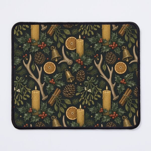 Item preview, Winter Solstice Altar Seamless Pattern | Gothic Yule Charcoal and Gold designed and sold by StickyGuys.