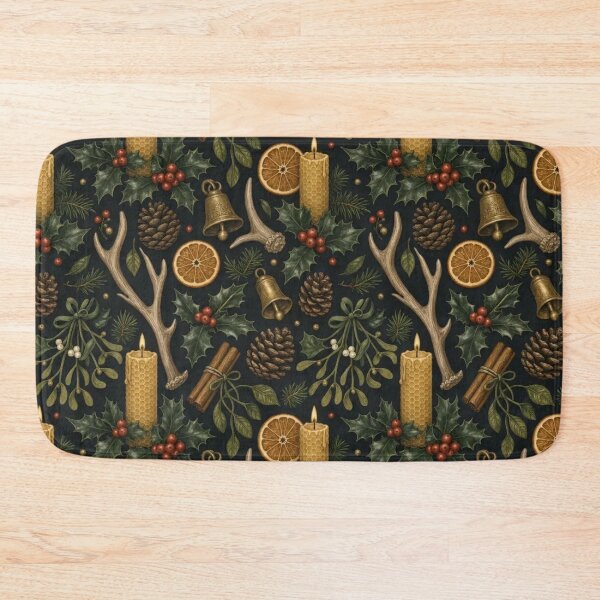 Item preview, Winter Solstice Altar Seamless Pattern | Gothic Yule Charcoal and Gold designed and sold by StickyGuys.