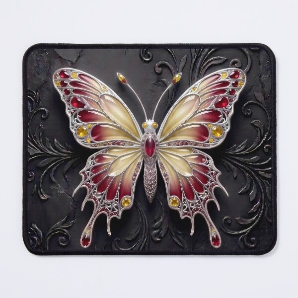 Item preview, Red and Cream Gothic Butterfly on Black Aesthetic Background designed and sold by LuisWorks.