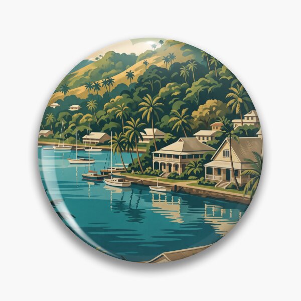 Item preview, Suva Fiji Vintage Travel Poster – Tropical Harbour & Island Landscape Art designed and sold by Bomax121.