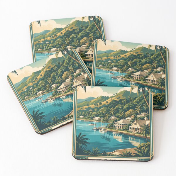 Item preview, Suva Fiji Vintage Travel Poster – Tropical Harbour & Island Landscape Art designed and sold by Bomax121.