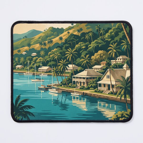 Item preview, Suva Fiji Vintage Travel Poster – Tropical Harbour & Island Landscape Art designed and sold by Bomax121.