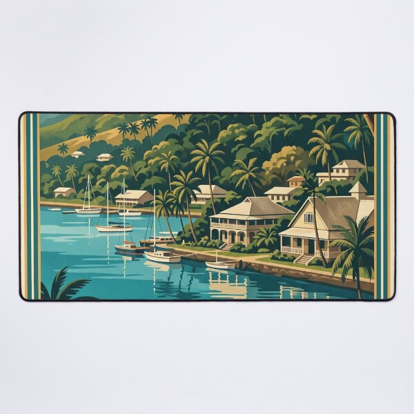 Item preview, Suva Fiji Vintage Travel Poster – Tropical Harbour & Island Landscape Art designed and sold by Bomax121.