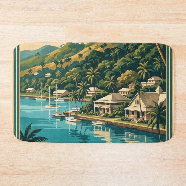 Item preview, Suva Fiji Vintage Travel Poster – Tropical Harbour & Island Landscape Art designed and sold by Bomax121.