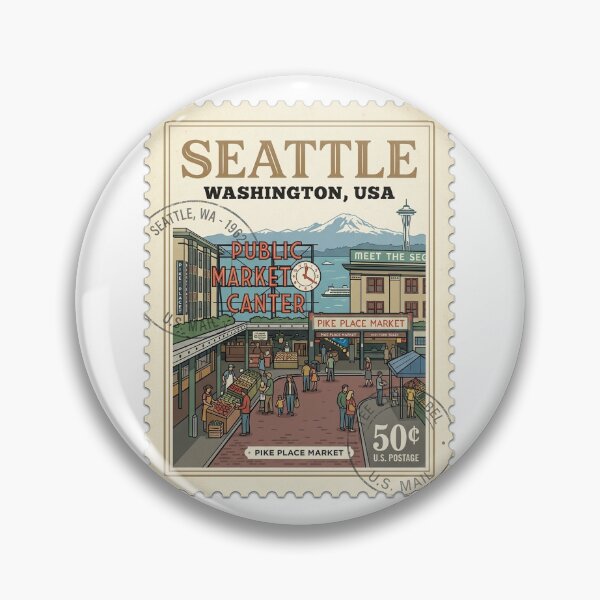 Item preview, Seattle Washington Pike Place Market Travel Stamp designed and sold by k3rstman1.
