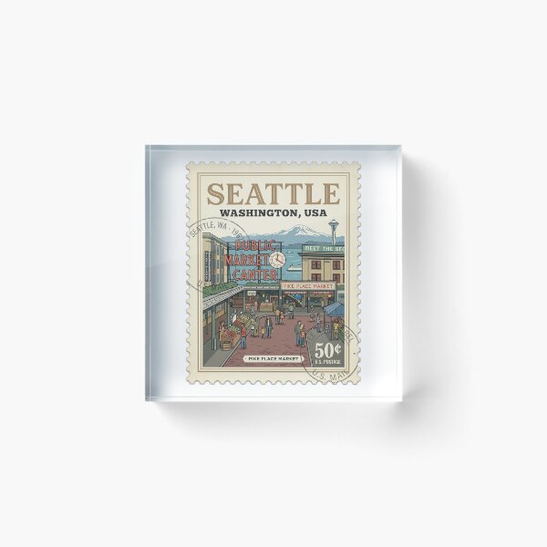 Item preview, Seattle Washington Pike Place Market Travel Stamp designed and sold by k3rstman1.