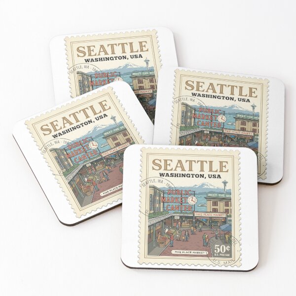 Item preview, Seattle Washington Pike Place Market Travel Stamp designed and sold by k3rstman1.