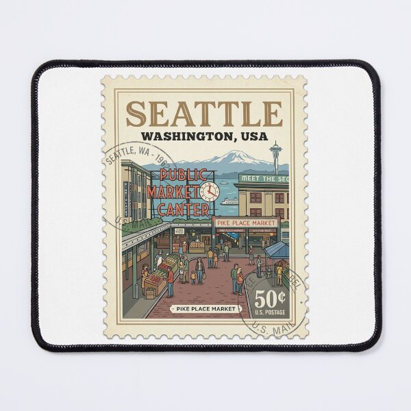 Item preview, Seattle Washington Pike Place Market Travel Stamp designed and sold by k3rstman1.
