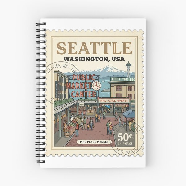 Item preview, Seattle Washington Pike Place Market Travel Stamp designed and sold by k3rstman1.