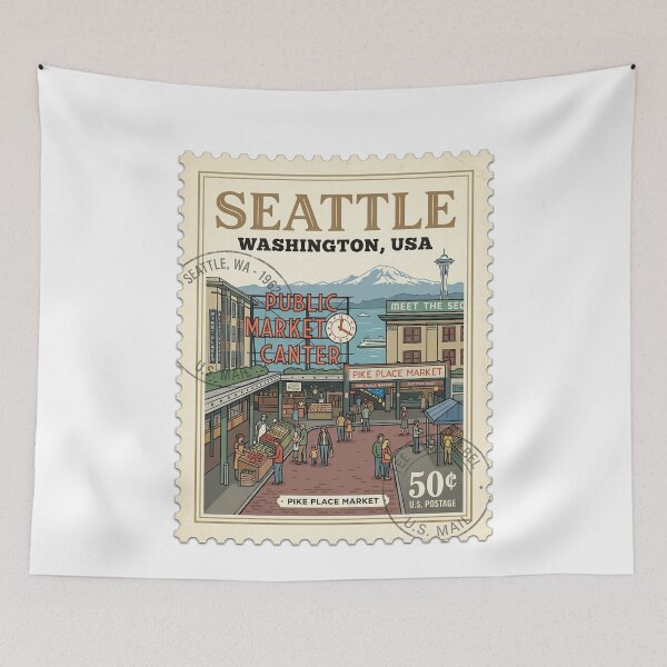 Item preview, Seattle Washington Pike Place Market Travel Stamp designed and sold by k3rstman1.