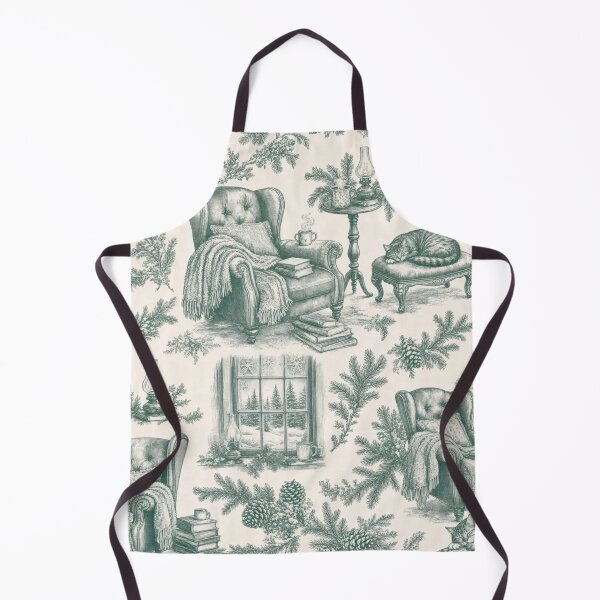 Item preview, Winter Cabin Reading Nook Toile Seamless Pattern | Cozy Hygge Spruce Green designed and sold by StickyGuys.