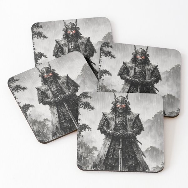 Item preview, Oni Samurai Warrior in Rain Japanese Ink designed and sold by MouradStudio.