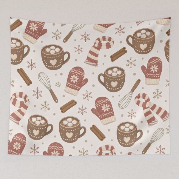 Item preview, Hot Cocoa and Knitted Mittens Seamless Pattern | Cozy Winter Cocoa Brown designed and sold by StickyGuys.