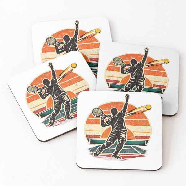 Item preview, Faceless Tennis Serve – Retro Sunset Vintage Sports Vector designed and sold by mbmstores.