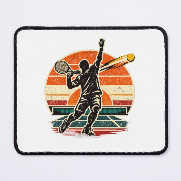 Item preview, Faceless Tennis Serve – Retro Sunset Vintage Sports Vector designed and sold by mbmstores.