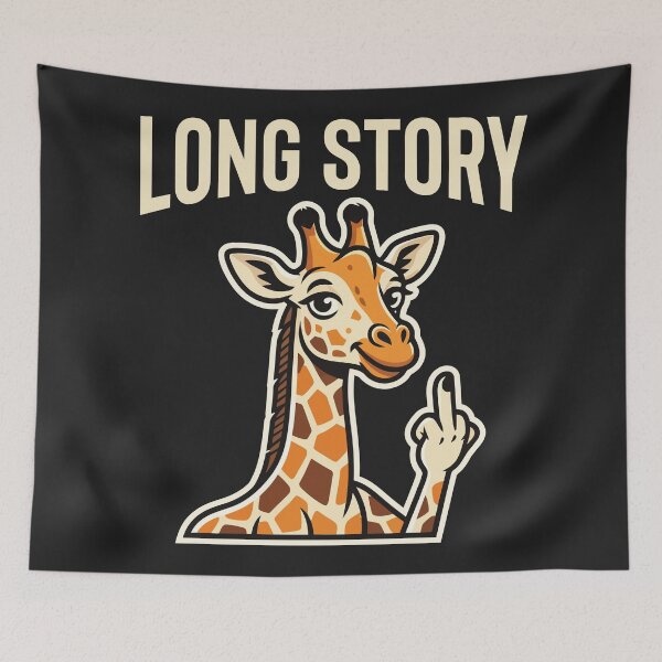 Item preview, Long Story Giraffe Middle Finger Funny Animal designed and sold by Amir Faysal.