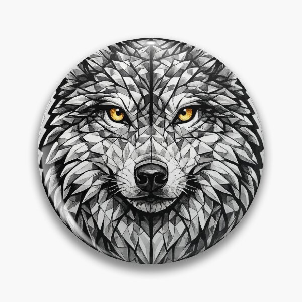 Item preview, Geometric Gray Wolf Head | Low Poly Wildlife Vector | Black & White Wolf Sticker designed and sold by DesertInkArt.