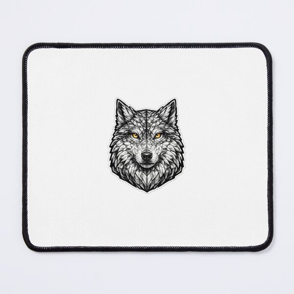 Item preview, Geometric Gray Wolf Head | Low Poly Wildlife Vector | Black & White Wolf Sticker designed and sold by DesertInkArt.