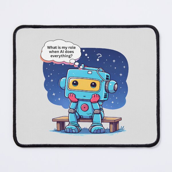 Item preview, Cute Robot Under the Stars – “What Is My Role When AI Does Everything?” designed and sold by Skaldcraft.