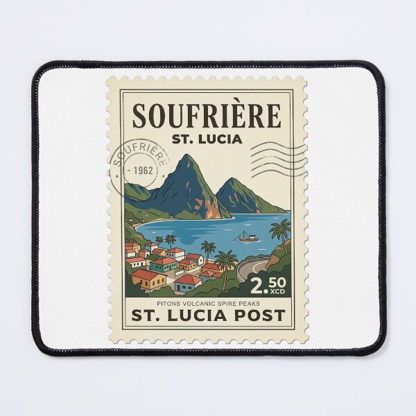 Item preview, Vintage St Lucia Pitons Soufrière Travel Stamp designed and sold by k3rstman1.