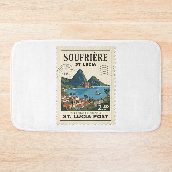Item preview, Vintage St Lucia Pitons Soufrière Travel Stamp designed and sold by k3rstman1.