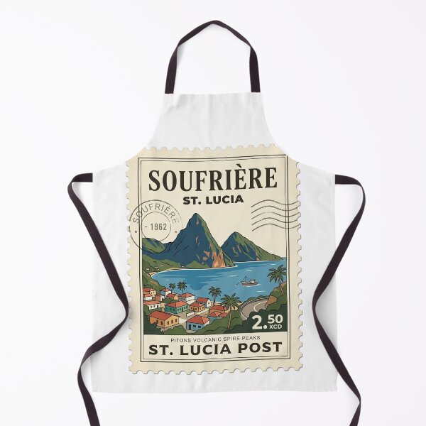 Item preview, Vintage St Lucia Pitons Soufrière Travel Stamp designed and sold by k3rstman1.