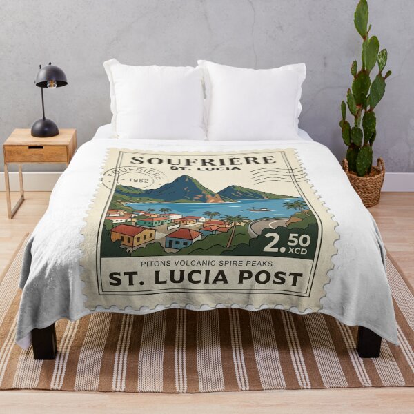 Item preview, Vintage St Lucia Pitons Soufrière Travel Stamp designed and sold by k3rstman1.