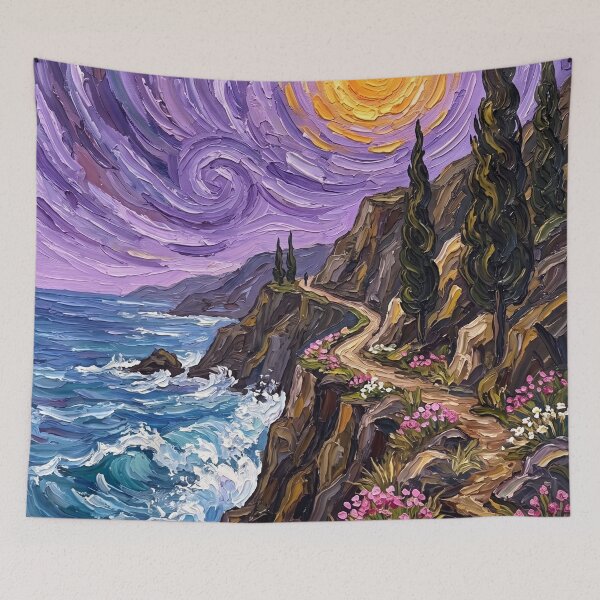 Item preview, Swirling Night Over Coastal Cliffs designed and sold by lenamedema.