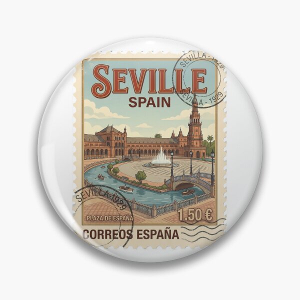 Item preview, Vintage Seville Spain Plaza De España Travel Stamp designed and sold by k3rstman1.