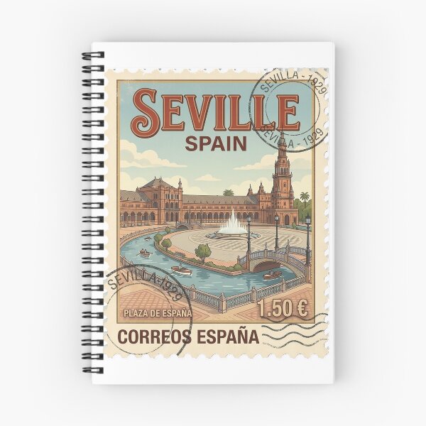 Item preview, Vintage Seville Spain Plaza De España Travel Stamp designed and sold by k3rstman1.