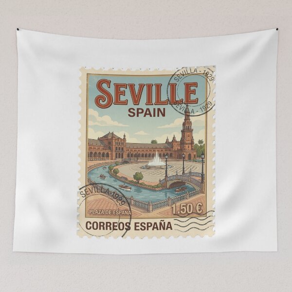 Item preview, Vintage Seville Spain Plaza De España Travel Stamp designed and sold by k3rstman1.