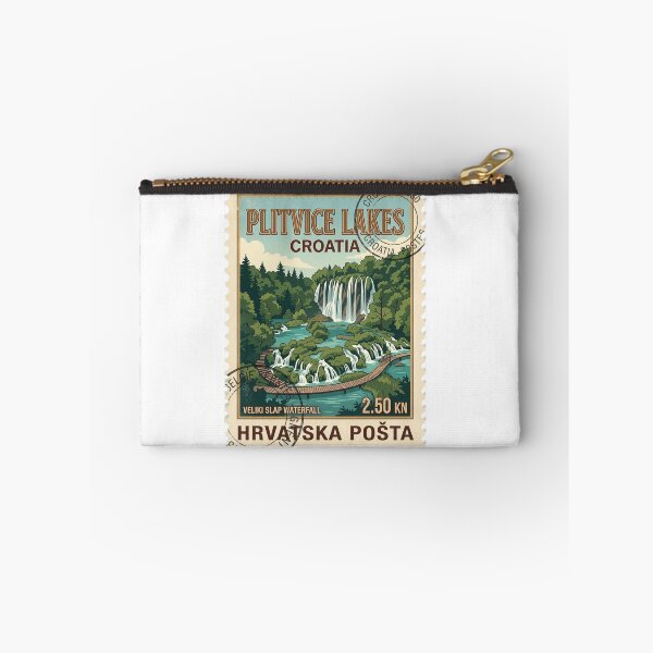 Item preview, Vintage Plitvice Lakes Croatia Waterfalls Travel Stamp designed and sold by k3rstman1.