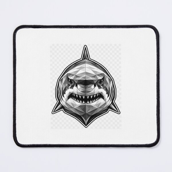Item preview, Geometric Great White Shark Head | Low Poly Wildlife Vector | Black & White Shark Sticker designed and sold by DesertInkArt.