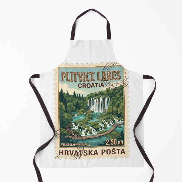 Item preview, Vintage Plitvice Lakes Croatia Waterfalls Travel Stamp designed and sold by k3rstman1.