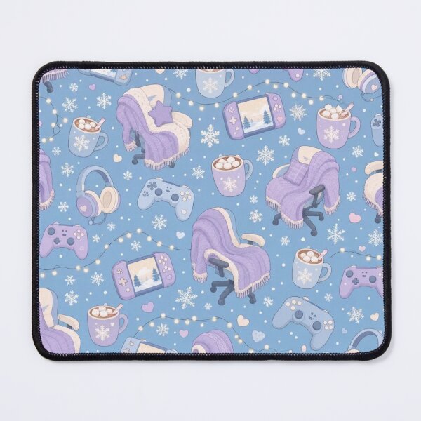 Item preview, Cozy Winter Gaming Desk Seamless Pattern | Kawaii Lo-Fi Powder Blue designed and sold by StickyGuys.