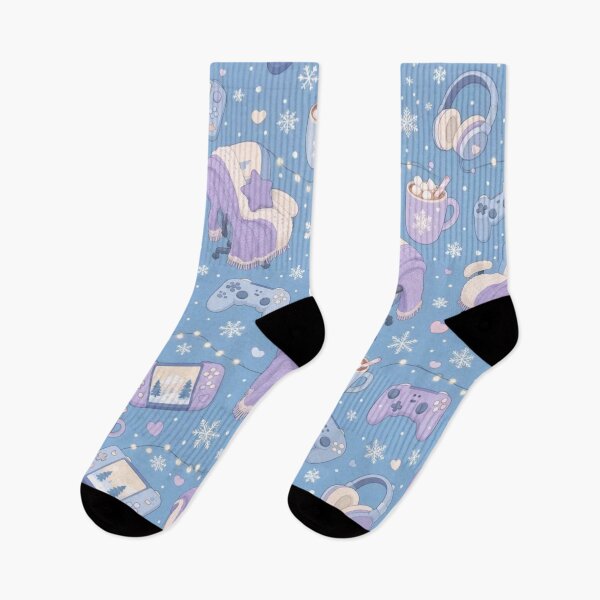 Item preview, Cozy Winter Gaming Desk Seamless Pattern | Kawaii Lo-Fi Powder Blue designed and sold by StickyGuys.