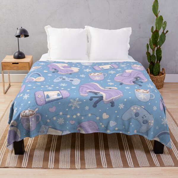 Item preview, Cozy Winter Gaming Desk Seamless Pattern | Kawaii Lo-Fi Powder Blue designed and sold by StickyGuys.