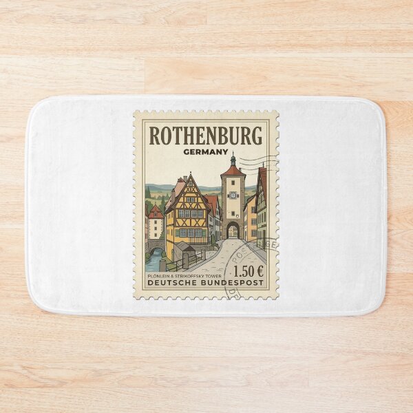 Aperçu de l'œuvre Timbre de voyage vintage Rothenburg Allemagne Plönlein créée et vendue par k3rstman1.