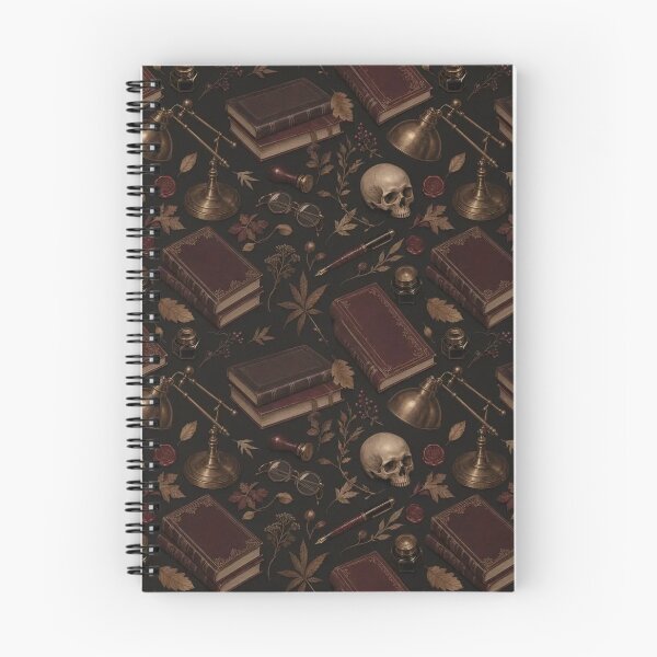 Item preview, Dark Academia Winter Study Seamless Pattern | Scholarly Espresso and Gold designed and sold by StickyGuys.