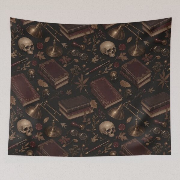 Item preview, Dark Academia Winter Study Seamless Pattern | Scholarly Espresso and Gold designed and sold by StickyGuys.