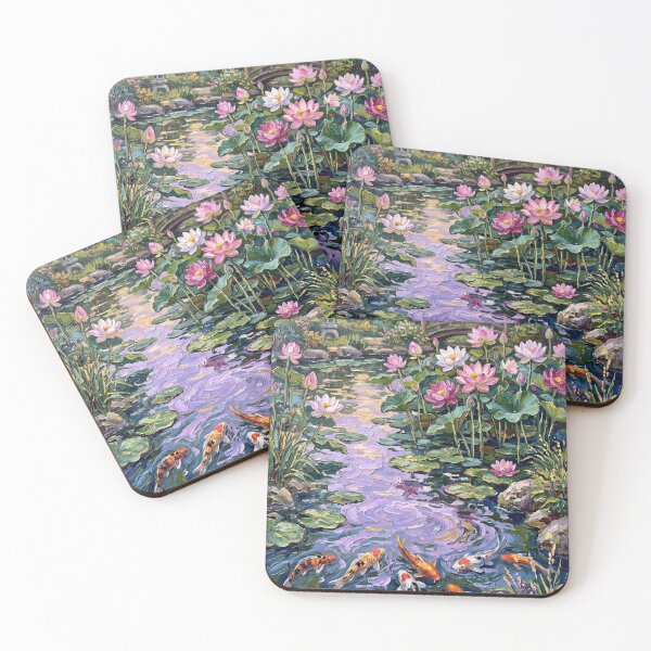 Item preview, Tranquil Koi Pond With Lotus Flowers designed and sold by lenamedema.