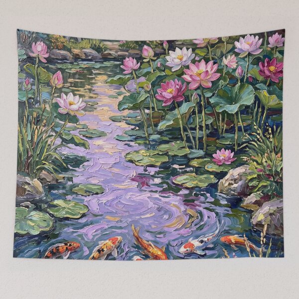 Item preview, Tranquil Koi Pond With Lotus Flowers designed and sold by lenamedema.