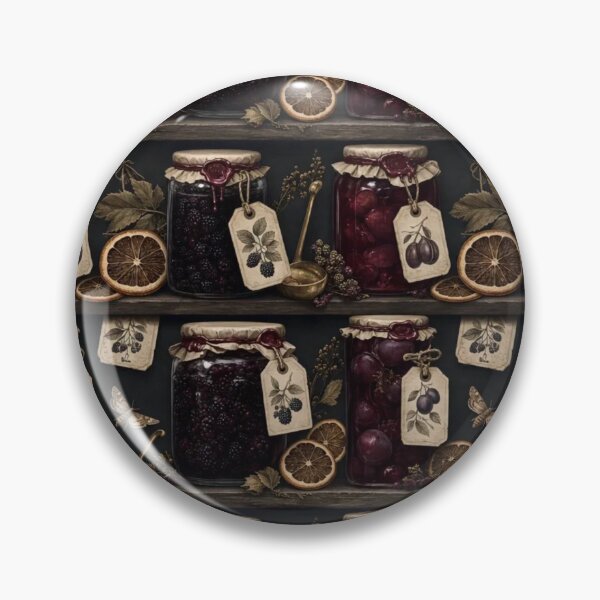 Item preview, Cottagegoth Preserves Pantry Seamless Pattern | Dark Cottagecore Oxblood Amber designed and sold by StickyGuys.