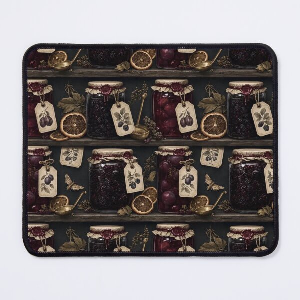 Item preview, Cottagegoth Preserves Pantry Seamless Pattern | Dark Cottagecore Oxblood Amber designed and sold by StickyGuys.